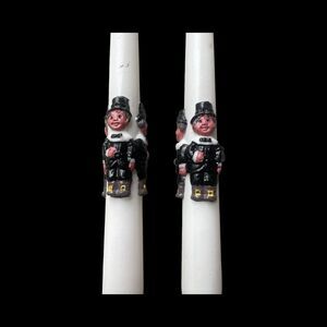 Vintage Thanksgiving Pilgrim Taper Candles White Unburned Fall